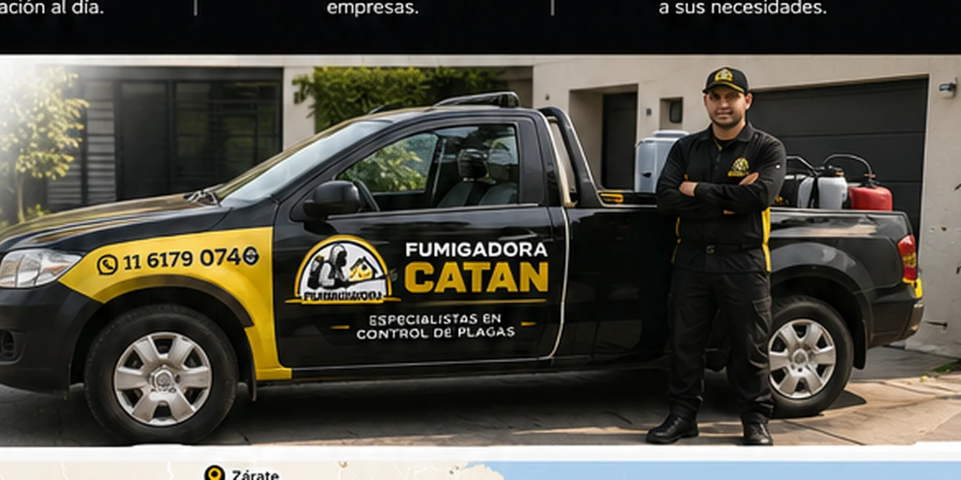Camioneta y técnico de Fumigadora CATAN